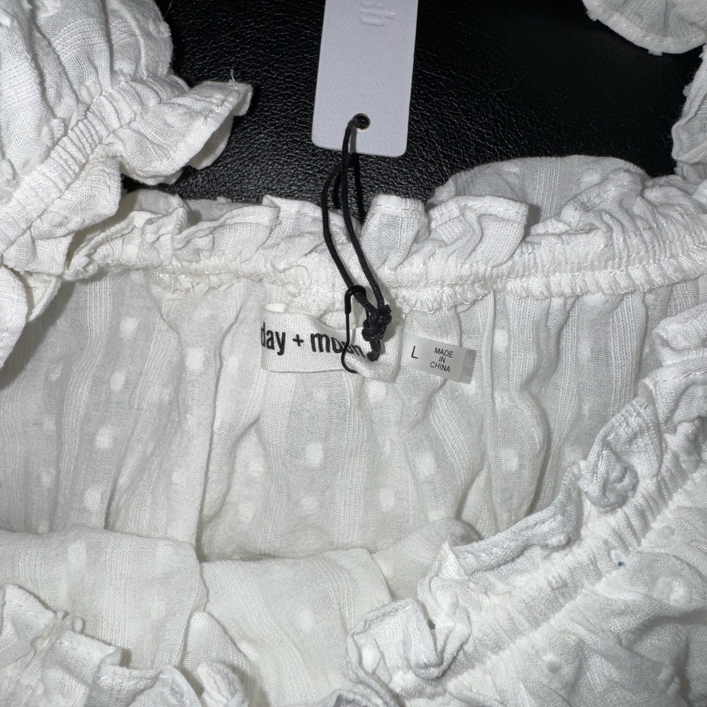 White Ruffle Off-Shoulder Mini Dress - Picture 3 of 3